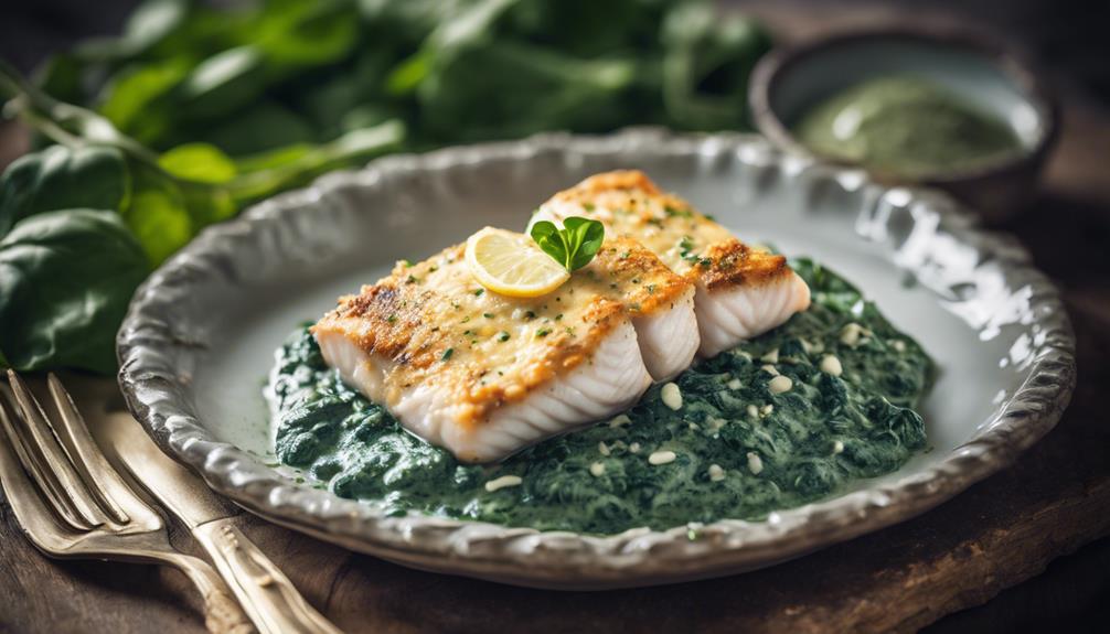 baked cod with spinach