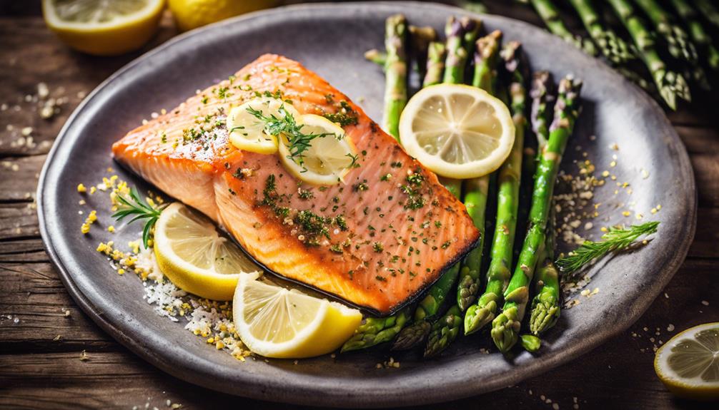 baked salmon with asparagus andparmesan