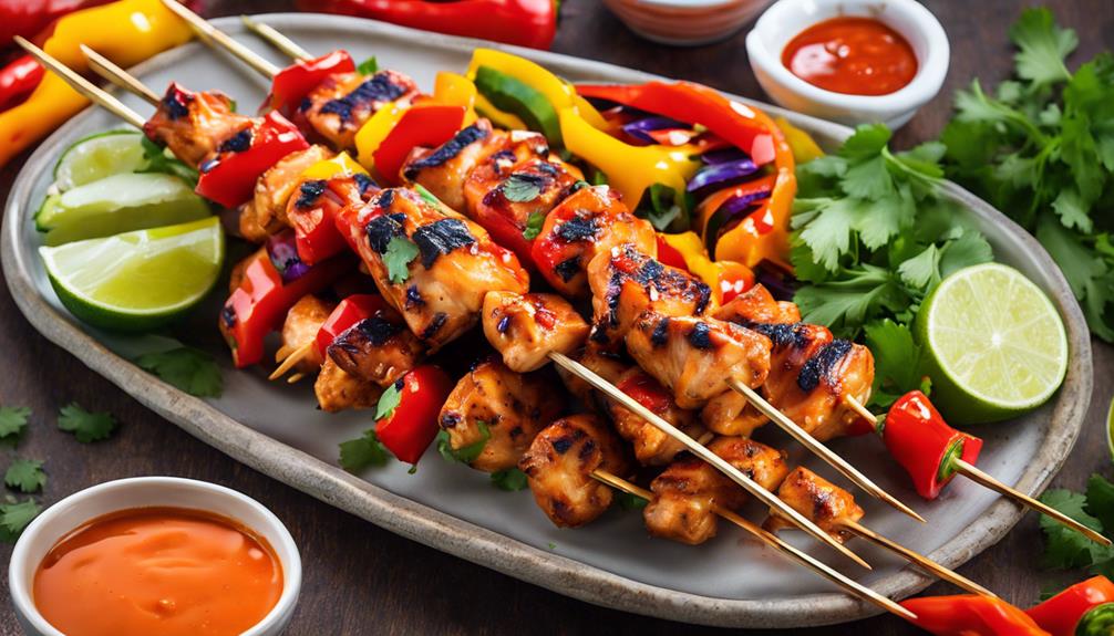 brochetas picantes con sriracha