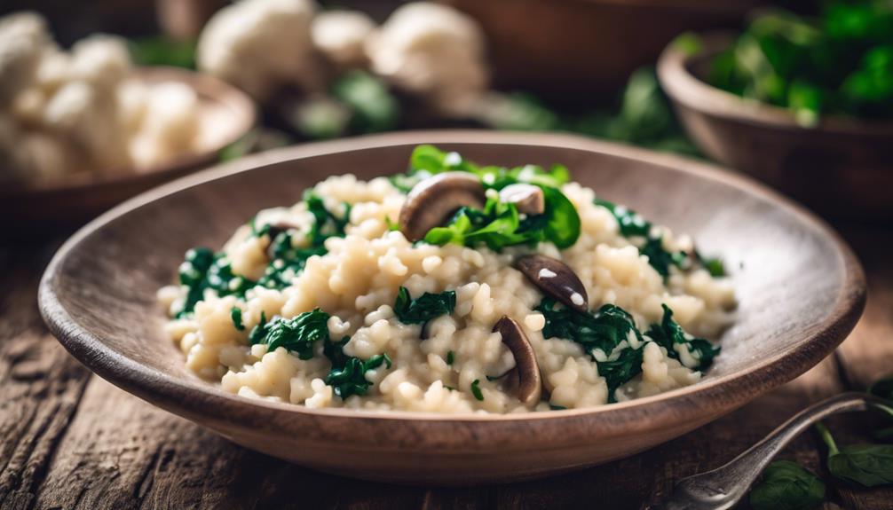 cauliflower mushroom spinach risotto