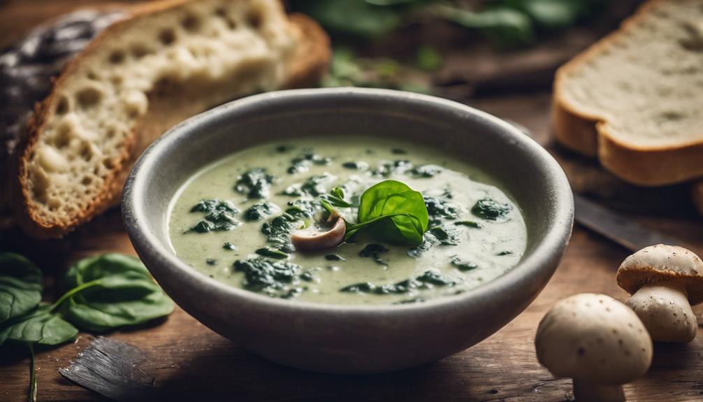 creamy spinach mushroom soup