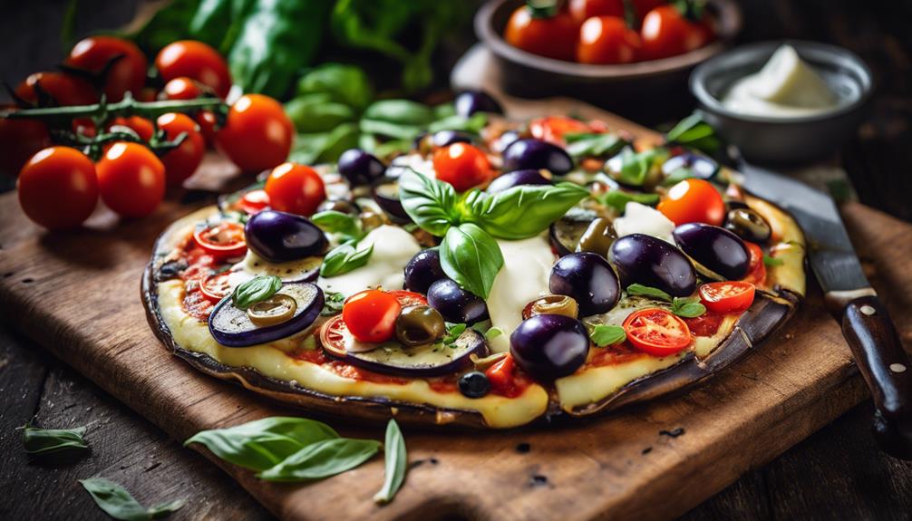 eggplant pizza with toppings