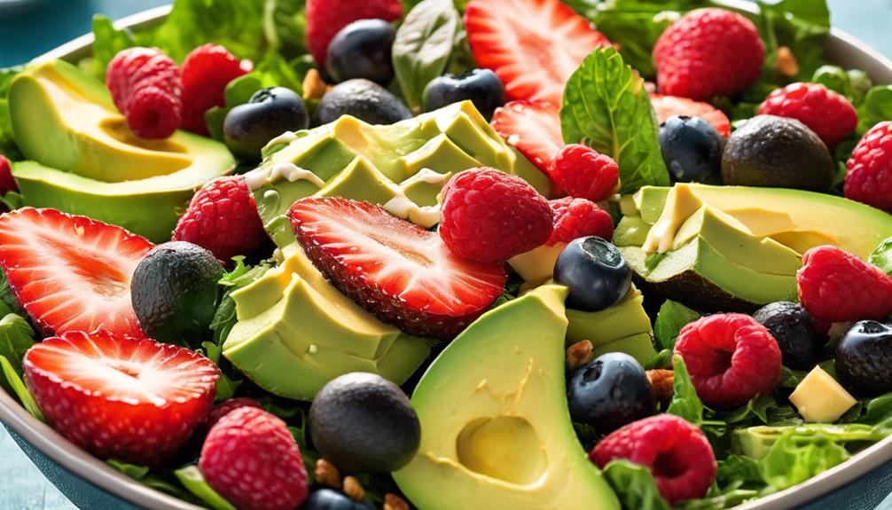 ensalada keto berries aguacate