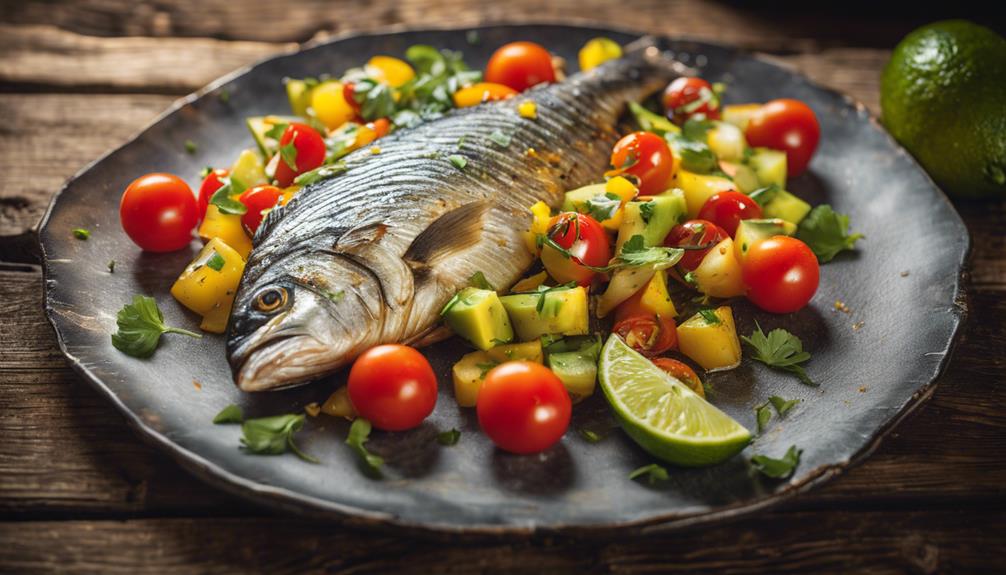 grilled fish with avocado