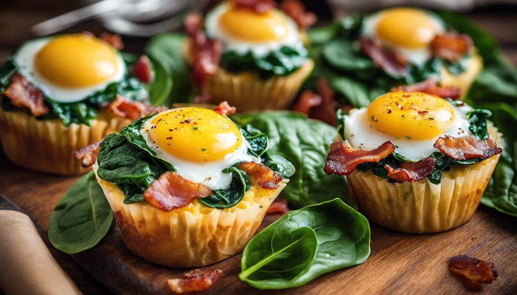 muffins de huevo espinacas tocino