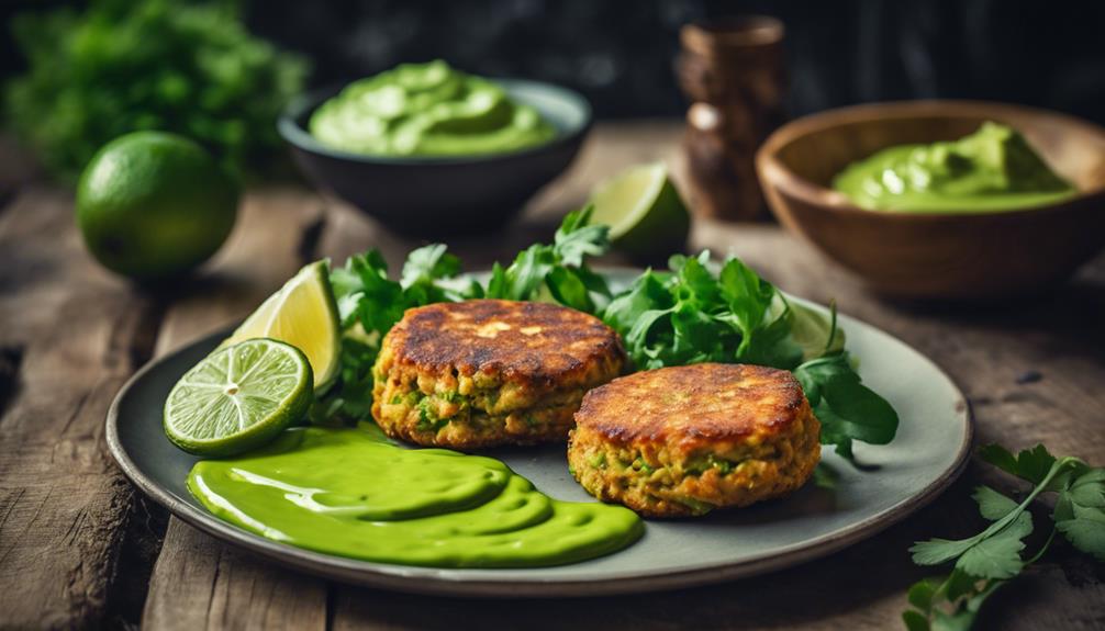 salmon cakes with avocado