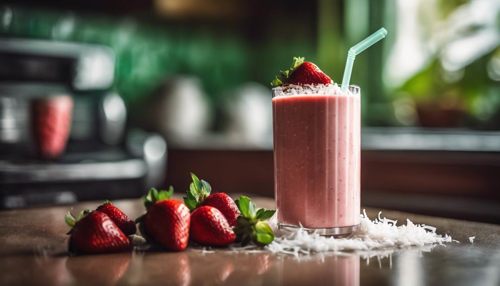 strawberry coconut protein smoothie