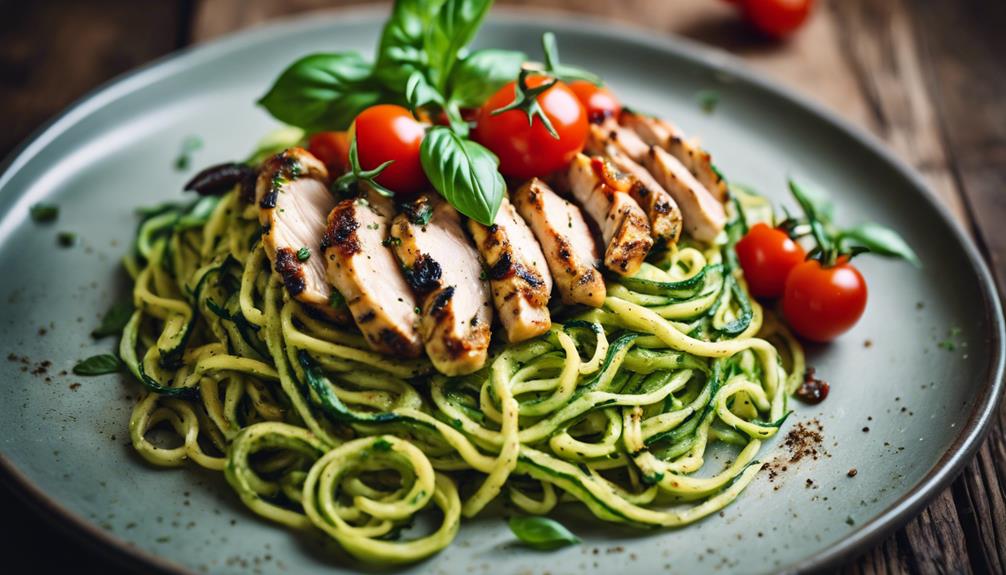 zucchini noodle pesto dish