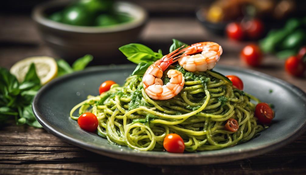 zucchini noodle pesto dish