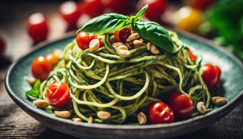 zucchini noodle pesto salad