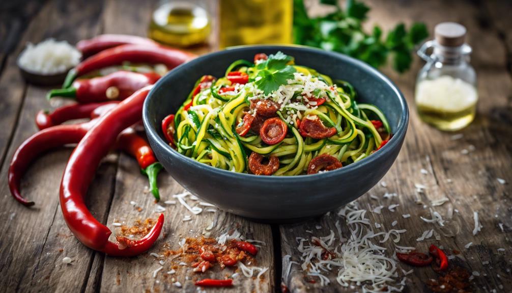 zucchini noodles with chorizo