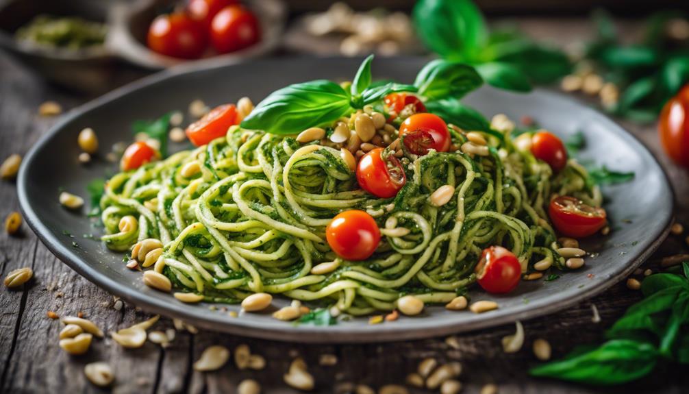 zucchini noodles with pesto