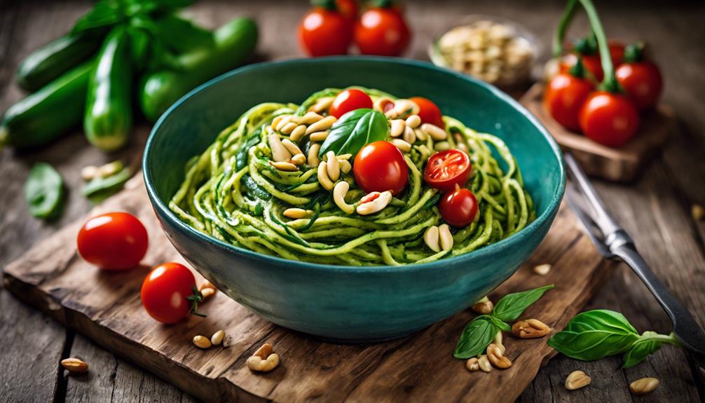 zucchini noodles with pesto