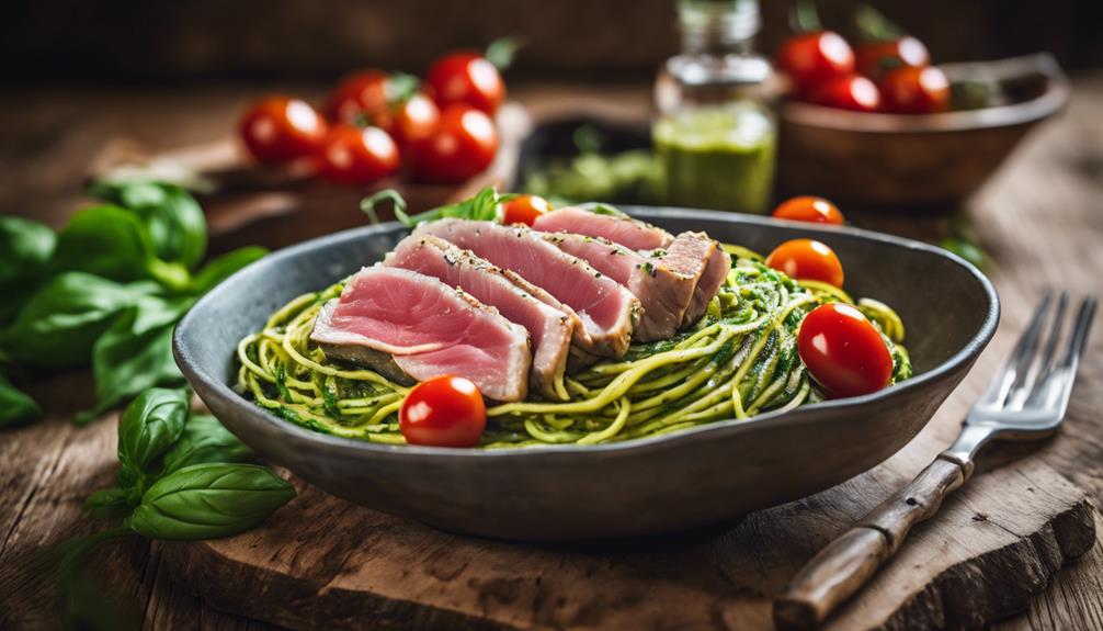 zucchini noodles with pesto